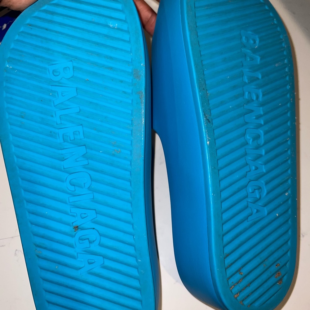 Blue Balenciaga Platform Slides - Picture 3 of 6